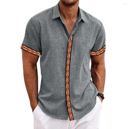 Men's Casual Shirts Mens Print Beach Shirt Short Sleeve Button Down Loose Blouse Tee Fashion Slim Streetwear Holiday