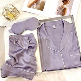 Women's Sleepwear Fdfklak 2023 Summer Short Loungewear Homewear Solid Satin Silk Sleeve Pjamas Ladies Home Clothes