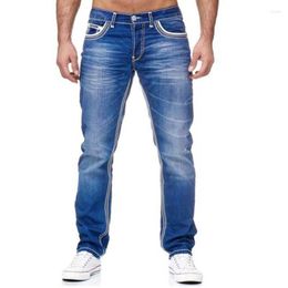 Men's Jeans Slim Double Classic Baggy Straight Wide Leg High Waist Denim Pants Men Wash