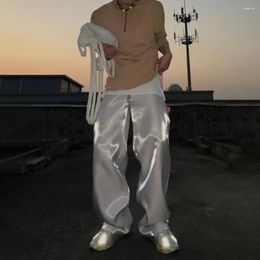 Men's Pants 2023 Autumn Mens Wear Glossy Solid Colour Satin Loose Casual Trousers Drape Wide Leg Stage Unisex Straight Streetwear