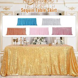 Table Skirt Sequin Tables Flash Cloth Birthday Party Christmas Festival Decor Wedding Event Rectangle Glitter Skirts