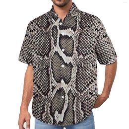 Men's Casual Shirts Faux Snakeskin Vacation Shirt Vintage Print Hawaii Male Street Style Blouses Short Sleeve Graphic Top Plus Size