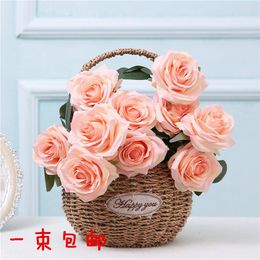 Decorative Flowers 10head French Rose Bouquets Simulation Flower Restaurant Coffee Display Table Bunch Wedding Silk Home Decoration