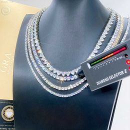 Vvs Sier Hip Link 3mm 4mm 5mm Tênis Colar Diamante D Claridade Moissanite com Corrente Hop Mens Mulheres Porno