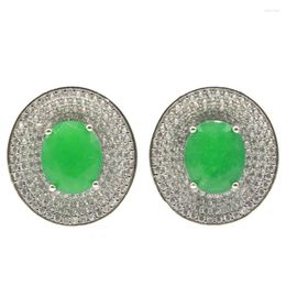 Dangle Earrings 23x21mm High Trendy Polished Shiny Green Emerald Red Ruby White CZ Women Engagement Silver