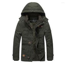 Men's Jackets Autumn Winter Hatted Plushed Thickened Washable Casual Warm Coats Workwear Cotton Outwear Outdoor Clothes