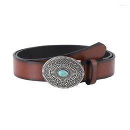 Belts Man Waist Belt With Turquoise Buckle Adjustable Universal Waistband For Coat Shirt