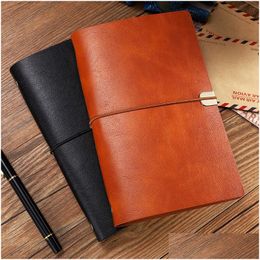 Notepads Wholesale A6 A5 Leather Notebook Diary Journal Note Book Spiral Soft Er Business Office Notepad Planner 6 Ring Binder Refilla Dhknd