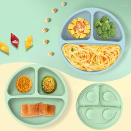 Plates 1Pc Toddler Plate Sunction Dishware Divided Design Silicone Baby BPA Free Training Dish Kids Tableware