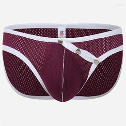 Underpants Sexy Briefs Men Underwear Breathable Penis Pouch Comfortable Slip Mesh Cueca