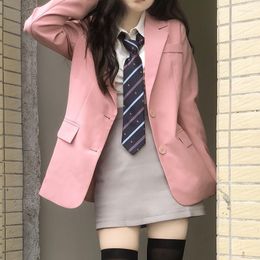 Women's Suits Xpqbb Spring Autumn Women Blazer Jacket Korean Style Pink Office Work Suit Coat Ladies Fashion Pockets Long Sleeve Blazers