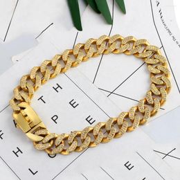 Chains 316L Stainless Steel Pet Dog Collar Gold Colour Curb Cuban Chain Dogs Training Walking Necklace For Big Small Large