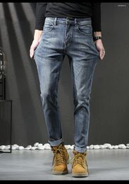 Men's Jeans Autumn And Winter High-end Quality L Letter Slim-fit Small Foot Stretch