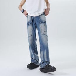 Men's Jeans 2023 Cyber Y2K Streetwear Old Baggy Stacked Pants For Men Clothing Straight Washed Blue Women Denim Trousers Ropa Hombre