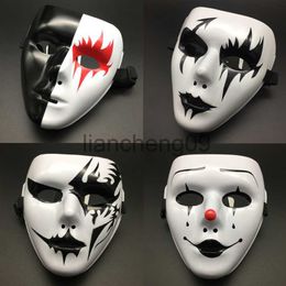 Party Masks 1pcs Halloween Props Masquerade Full Face Mask Hip Hop Adult Hand-painted White Street Dance Men Adult Mask x0907