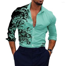 Men's Casual Shirts Spring Autumn Fashion Mens Baroque Long Sleeve Button Down Floral Print Shirt Party Club Man Clothes