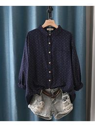 Women's Blouses 5 Colours -- Lamtrip Unique Double Layers Polka Dots Print Single Breasted Long Sleeve Shirt Blouse 2023 Autumn Mori Girl