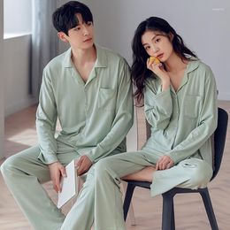 Men's Sleepwear Cotton Couple's Pyjamas Fashion Soft Men And Women Lapel Pijamas Leisure Home Clothes Elegant Pyjamas For Lovers