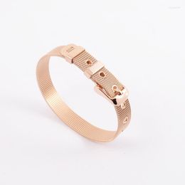 Charm Bracelets Fashion Women Men Color Rose Gold Stainless Steel Mesh Wire Adjustable Belt Buckle Watch Band Bracelet Jewelry
