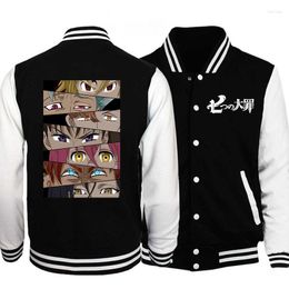 Men's Jackets Anime The Seven Deadly Sins Pattern Jacket Fashion Unisex Baseball Uniform Casual Long Sleeve Shirt Tops