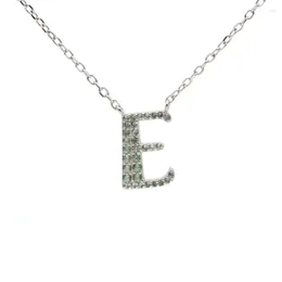 Chains S925 Sterling E Letter Silver Chain Necklace Natural Colour Sapphire Gemstones For Party Wedding Birthday