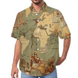 Men's Casual Shirts Shirt Antique 1886 Beach Loose Hawaii Cool Blouses Short-Sleeve Printed Oversize Clothing
