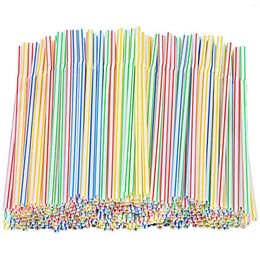 Disposable Cups Straws 1000/1500pcs 24cm Colourful Plastic Curved Drinking Wedding Party Bar Drink Accessories Birthday Straw