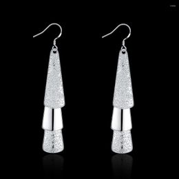 Dangle Earrings 925 Stamp Silver Colour High Quality Luxury Jewellery Fashion Woman Geometry Long Earings Wedding Party Gift