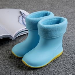 Boots ULKNN Boys Girls Baby Rubber Boots Soft PVC Snow Boots Summer Autumn Children Rain Boots Warm Plush Waterproof Kids Rain Shoes 230907