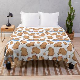 Blankets Capybara Pattern Throw Blanket Retro Sofa For Baby