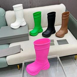 CROSS Women Designer Boot rain boot Rubber Winter Rainboots Platform Knee Boots Ankle Slip-On Half Pink Black Green Focalistic Outdoor Luxury Jelly waterproof boots