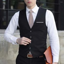 Men's Vests Men Waistcoat Solid Color Single-breasted Formal Spring Vest All Match Male Suit For Work