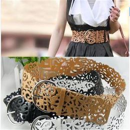 All-Match Fashion 8 Colours Lady Luxury PU Leather Hollow Flower Chain Belt Dress Decorative Summer Wide Belts for Women