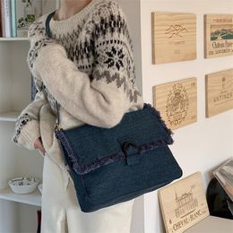 Evening Bags Denim Cloth Women's Messenger Solid Color Shoulder Bag For Ladies Large Capacity Female Handbags Clutch Purse Casual Tote