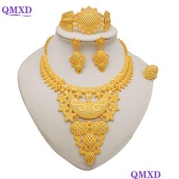 Jewelry Sets Dubai Gold Color For Women Indian Earring Necklace Nigeria Moroccan Bridal Party Gifts 230215 Drop Delivery Dhqaj