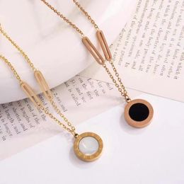 Choker Titanium Steel Roman Digital Necklaces Luxury Vintage Gold Colour Pendant Necklace For Women Jewellery Gifts Products