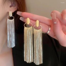 Dangle Earrings Lifefontier Exaggerated Gold Colour Long Tassel Chain Drop Earring Punk Geometric Metal Statement Pendant Jewellery Gifts