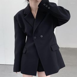 Women's Suits UNXX 2023 Spring Fitted Waist Blazer Women Designer Square Shoulder Niche Casual Mini Suit Office Lady Clothes Fashion Girl