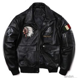 Men's Leather Faux 2024 Indian Embroidery Genuine Jacket Cowhide Motorcycle Jackets Air Force Pilots Clothes Flying Suit 230908