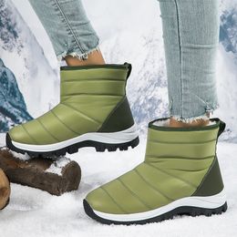 Boots Fashion Green Plush Snow Women Winter Comfortable Warm Womens Short Boot Slipon Antislip Ankle Bota Feminina 230907