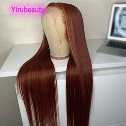 Peruvian Human Hair Virgin Remy Chestnut Color 13X4 Lace Front Wigs 150% 180% 210% Density Straight 10-32inch221r