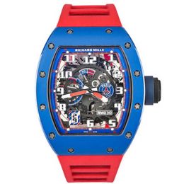 Richarmilles Watch RM Automatic Wristwatches Mechanical Swiss Made Rm030 Blue Ceramic Side Red Paris Limited Dial 42.7 50 Mm with Insurance Card4N4RWN-39OM
