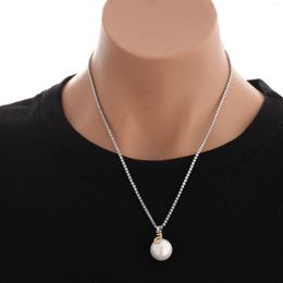 Pendant Necklaces Pearl Stainless Steel Necklace For Woman Gold Silvery Number 5 Round Crystal Sweater Jewellery Gift 2023