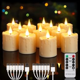 Candles LED Rechargeable With USB And Timed Remote Control Height 75cm Wedding Table Decoration Waterproof Tealight 230907