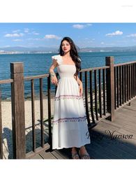 Casual Dresses 2023 Summer Women's Seaside Resort Tribal Ethnic Style Suspender Dress With Slim Waist And Sleeveless Long Skirt