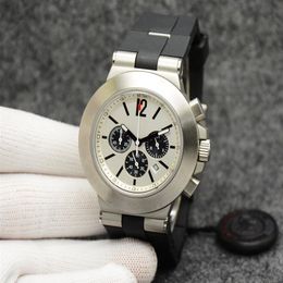 Quartz Chronograph Sapphire Glass Silver Dial 44M Mens Watch Rubberclad Logo Letter Bezel Luminous Steve Aoki Dial Rubber2492