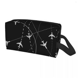 Cosmetic Bags Pilot Aircraft Night Flight Routes Makeup Bag Travel Organizer Kawaii Air Traffic Controllers Storage Toiletry305w