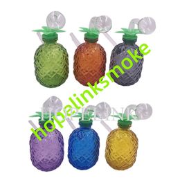 6.2in Tall Pineapple Glass Oil Burner Bubblers Water Pipes Smoking Accessories with Removable Oil Burning Ball and Mouthpiece Color Randomly