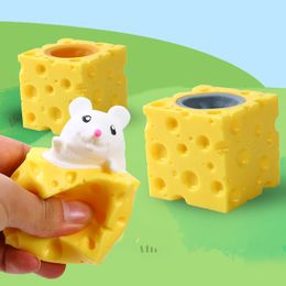 Decompression Toy Stress-relieving pet Cheese mouse cheese pinch fun Stress ball vent squirrel cup prank toy 230907