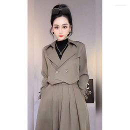 Two Piece Dress Insozkdg Spring Slim Fit Jacket Blazer Pleated Half Elegant Women's Set Office Outfits Occupation Suit